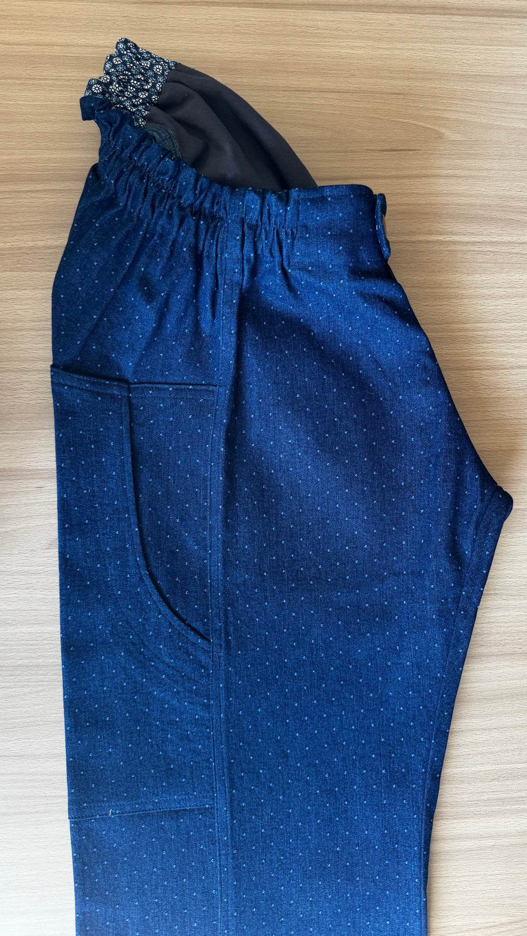 Toil'poch jean à pois bleu taille 48-50