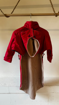 Manteau bissangle imperméable rouge doublée polaire beige taille 6/8ans