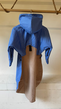 Manteau bissangle têtière imperméable bleu doublée polaire beige taille 10/12ans