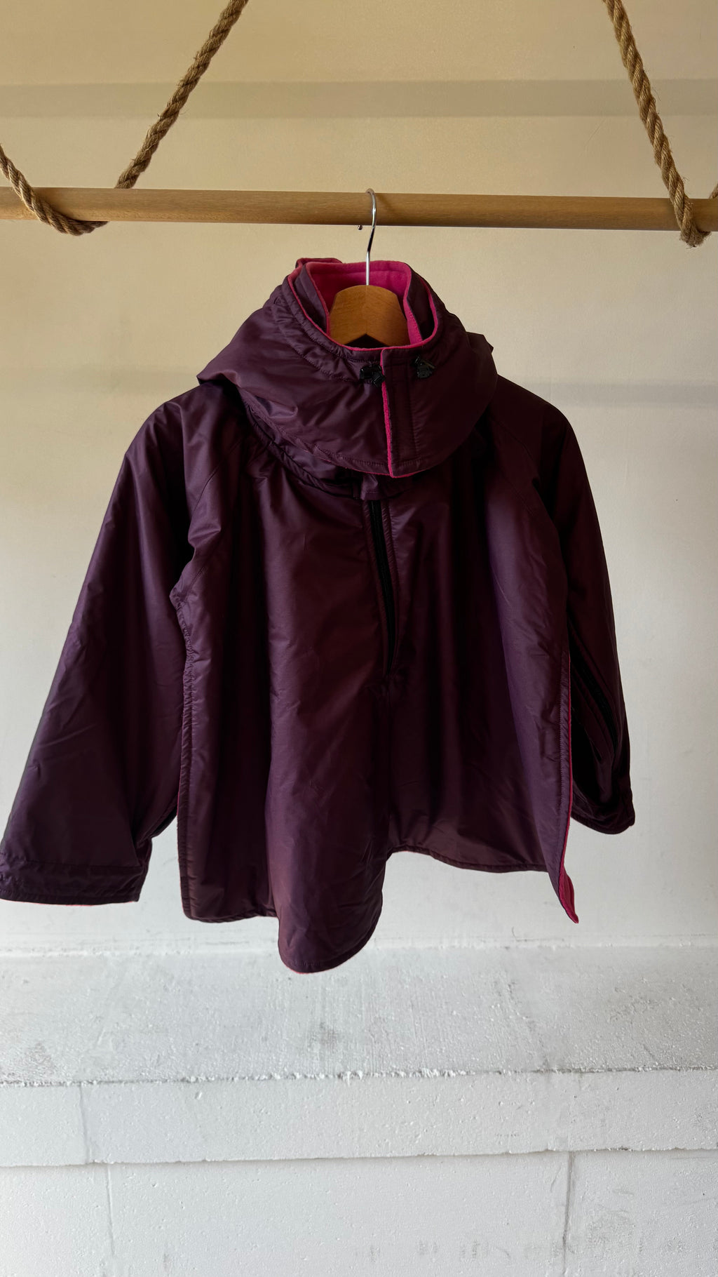 Blouson kokoun hiver têtière/ siège corset violet doublure rose taille 10/12ans