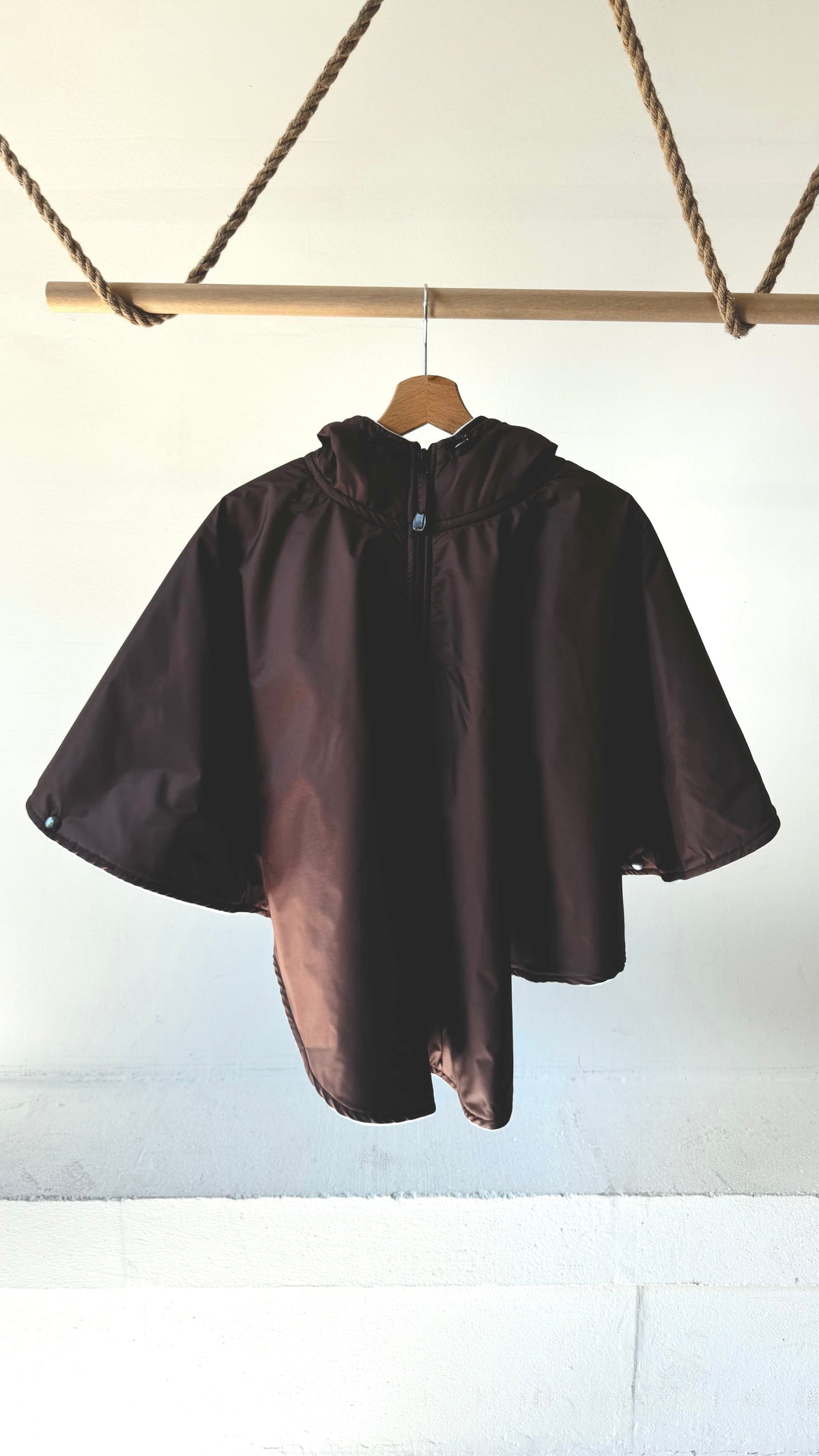 Cape marron doublée polaire bleu clair 6/8ans