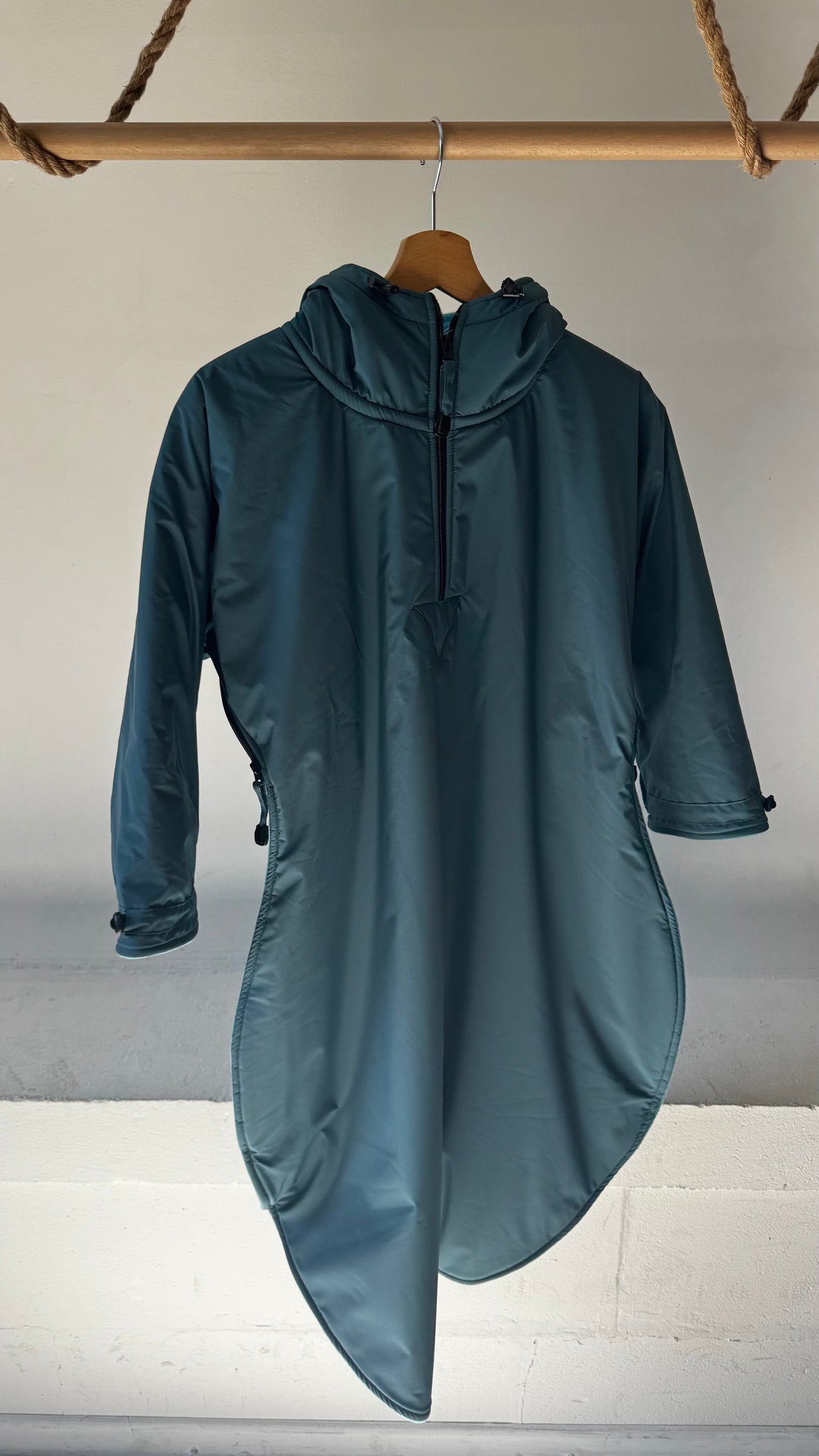 Manteau imperméable têtière bleu canard doublé polaire turquoise taille 10/12ans