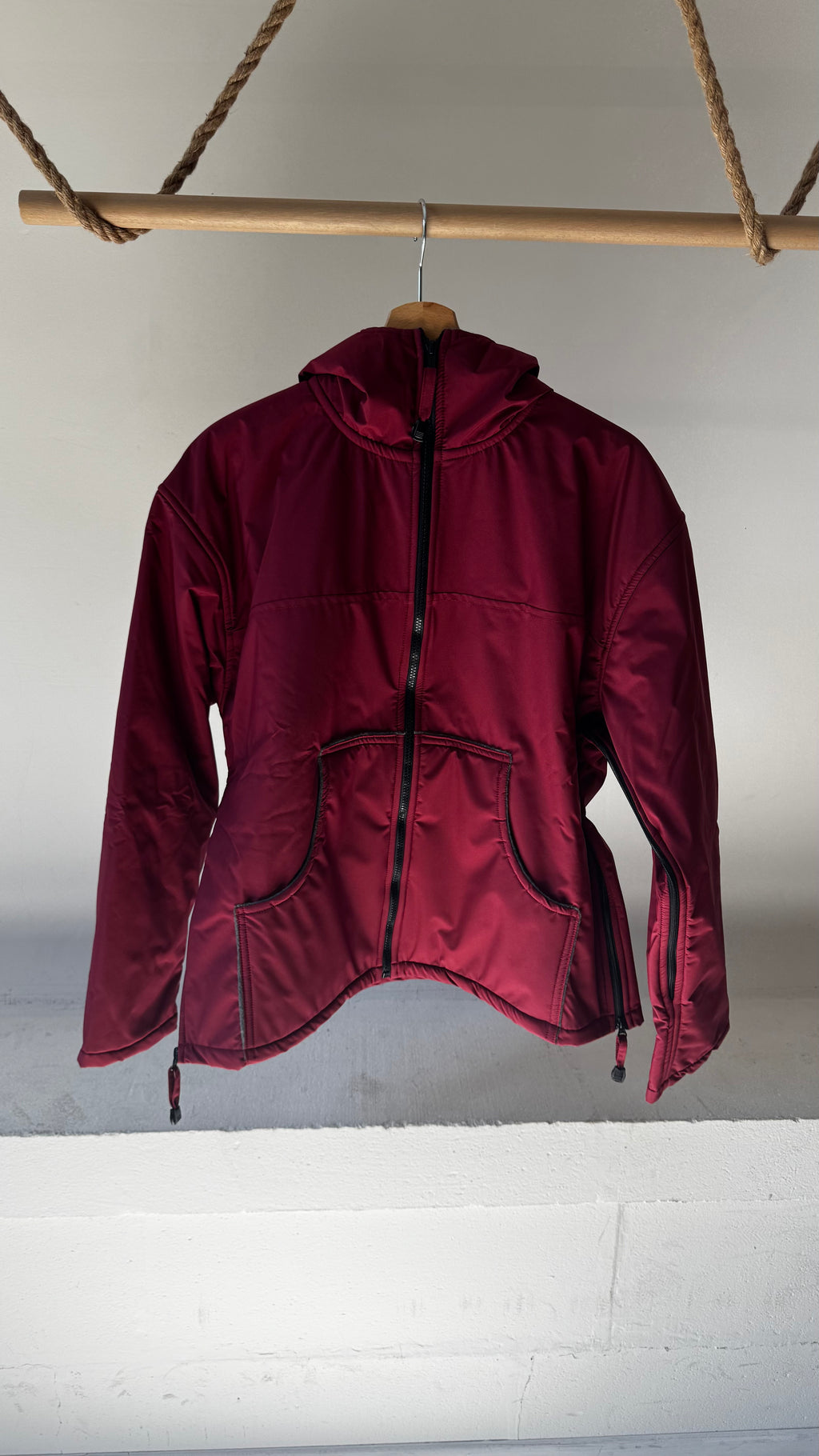 Blouson déperlant rouge doublure polaire grise taille L