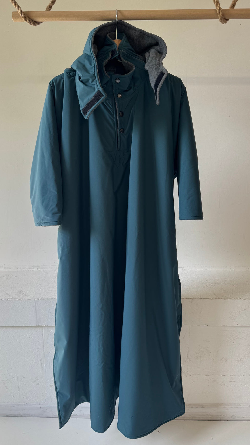 Manteau bigmantô têtière bleu canard doublé polaire gise taille 10/12ans