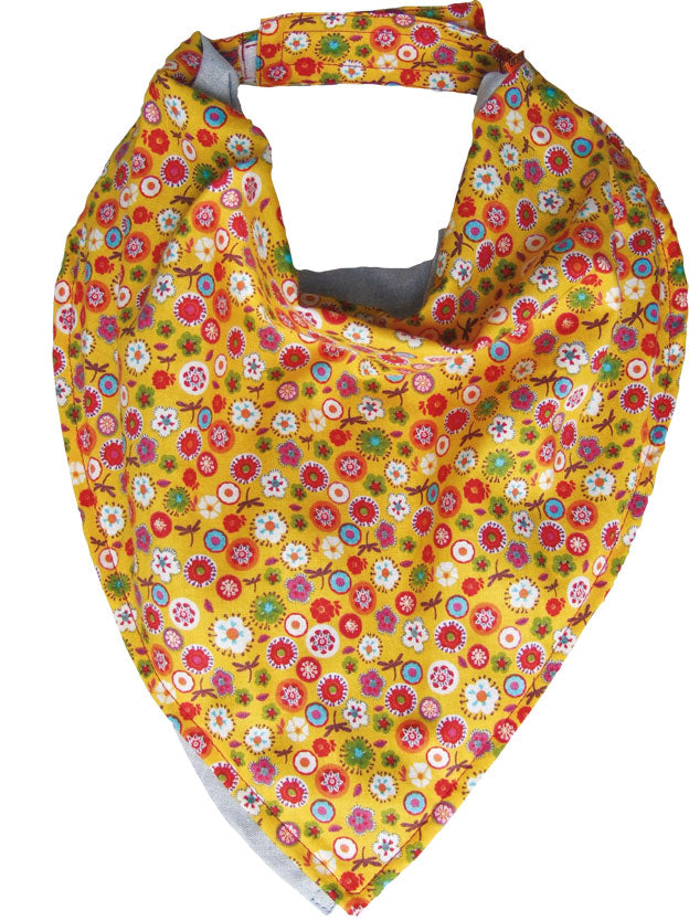 Bavoir Bandana JAUNE FLEURI
