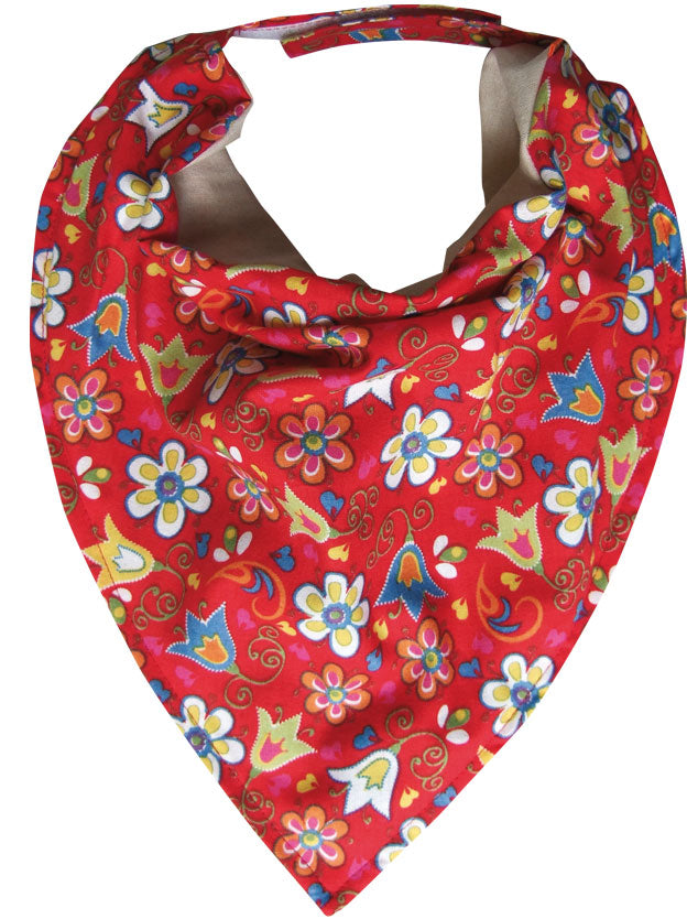Bavoir Bandana ROUGE FLEURI